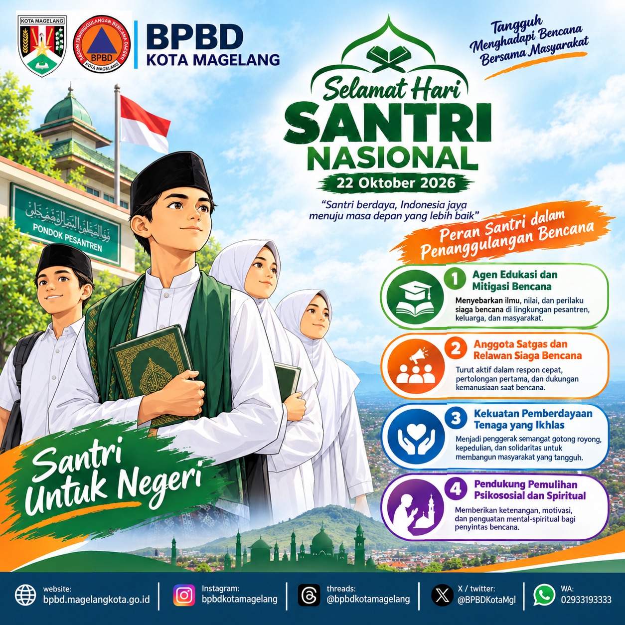 BPBD Kota Magelang Mengucapkan Selamat Hari Santri Nasional 2026