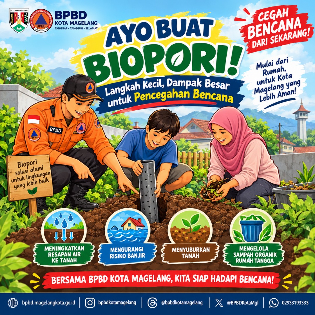 BPBD Kota Magelang Ajak Masyarakat Membuat Biopori untuk Mengurangi Risiko Banjir